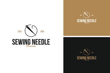 Sewing needle logo design vector illustration template idea