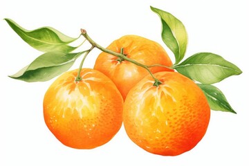 Tangerine watercolor illustration isolated on white background