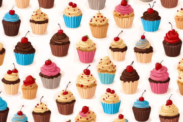 pattern with cupcakes seamless background