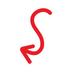 Red Hand drawn arrow icon. Arrow sketch graphic design for education and business use. 