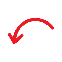 Red Hand drawn arrow icon. Arrow sketch graphic design for education and business use. 