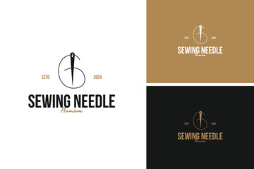 Sewing needle logo design vector illustration template idea