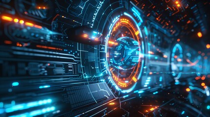 Circle futuristic digital technology