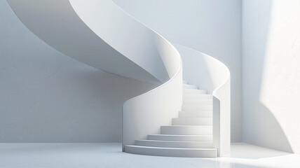 Fototapeta premium White spiral staircase with minimalist modern design