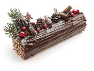 Yule Log A festive yule log cake with decorations