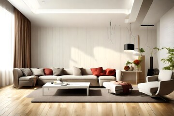 modern interior room with nice furniture inside.