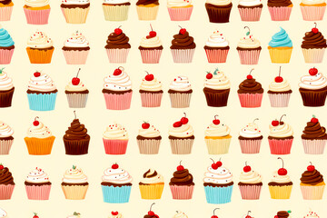 pattern with cupcakes seamless background