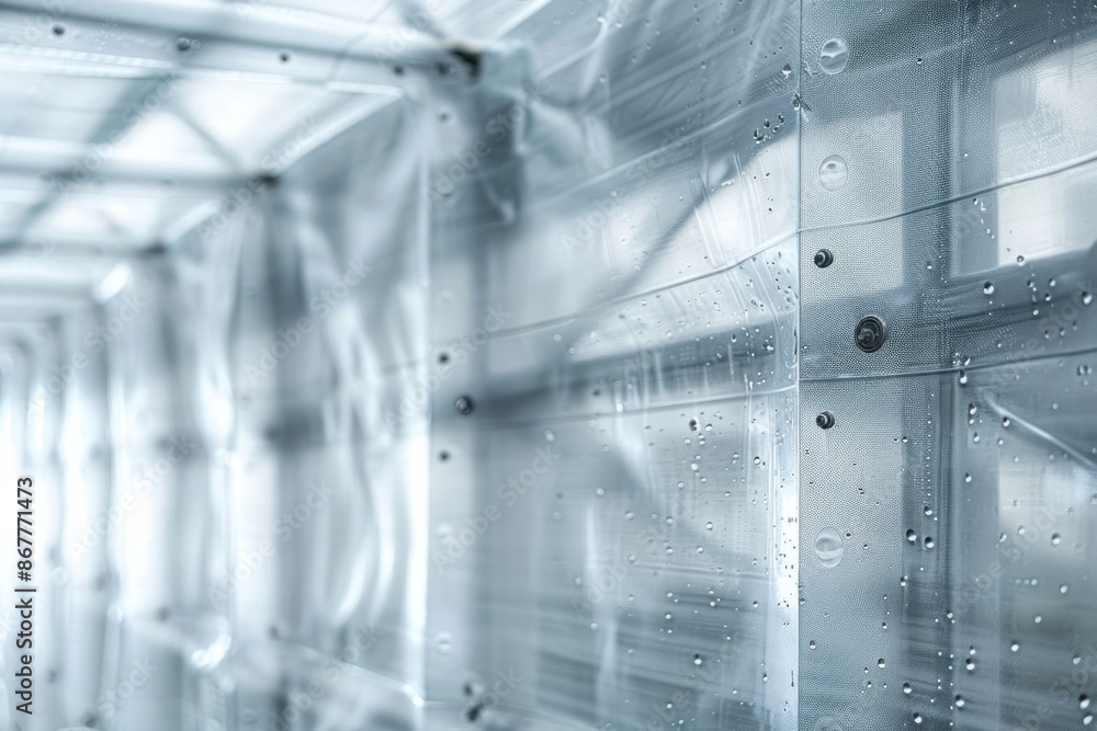 Aufkleber a detailed image of a vapour barrier sheet, highlighting its translucent quality and critical role i