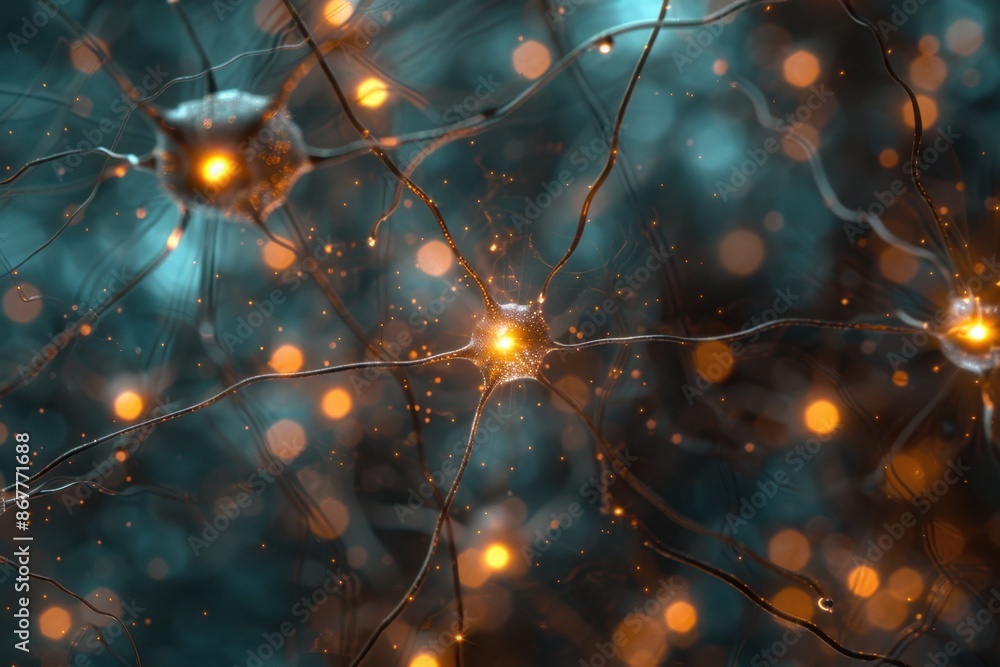 Aufkleber a delicate web of synaptic connections in a minimalist design. soft, glowing points of light form in