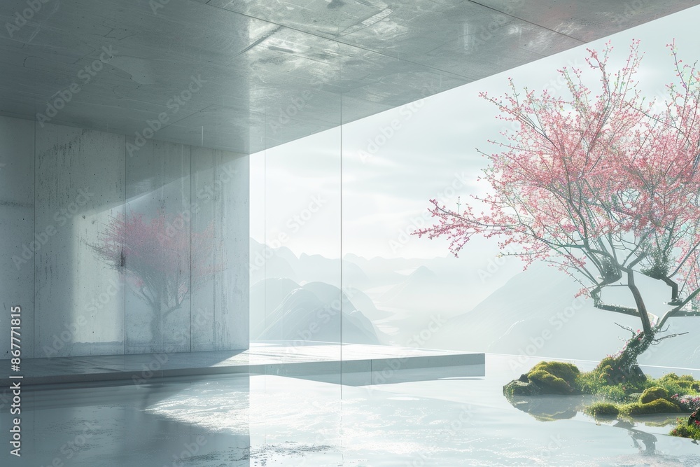Aufkleber a serene, minimalist view of augmented reality, with clean lines and subtle digital overlays. the tr