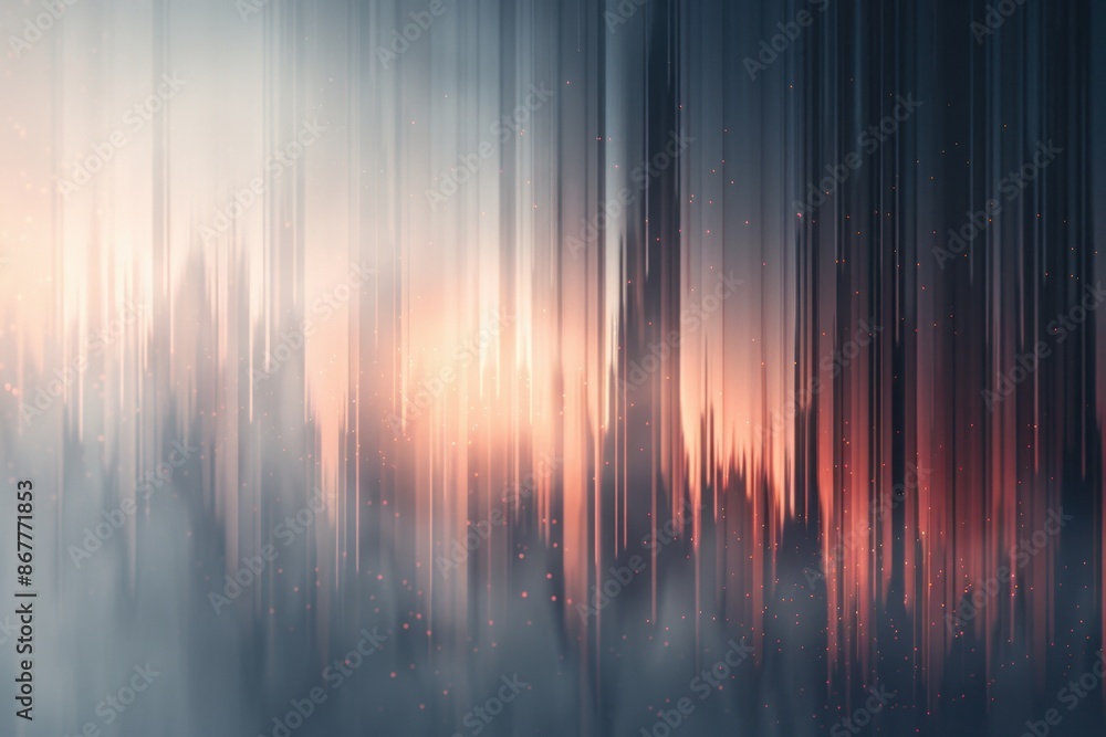 Aufkleber a cascade of digital rain in a minimalist composition. the soft, glowing lines create a serene and m