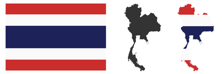 Thailand map and flag set vector.eps