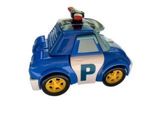 Blue police Car toy isolated background