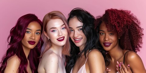 Obraz premium Four beautiful women with different colored hair.