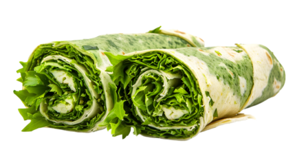  Classic falafel wrap tightly rolled and arranged in an elegant spiral pattern, on a transparent background