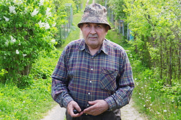 Photo of a pensioner in the village.