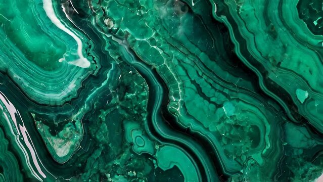 Beautiful multi-colored pattern with malachite stone surface effect. Abstract green and white mineral background. AI generated
