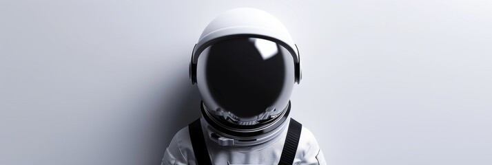 minimalistic 3D astronaut helmet on a clean white background, showcasing human spaceflight