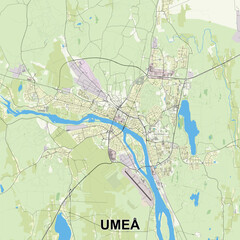 Umeå, Sweden map poster art