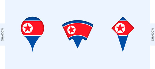 North Korea Map Markers Set. Perfect for projects related to North Korea, travel, geography, and international representation.