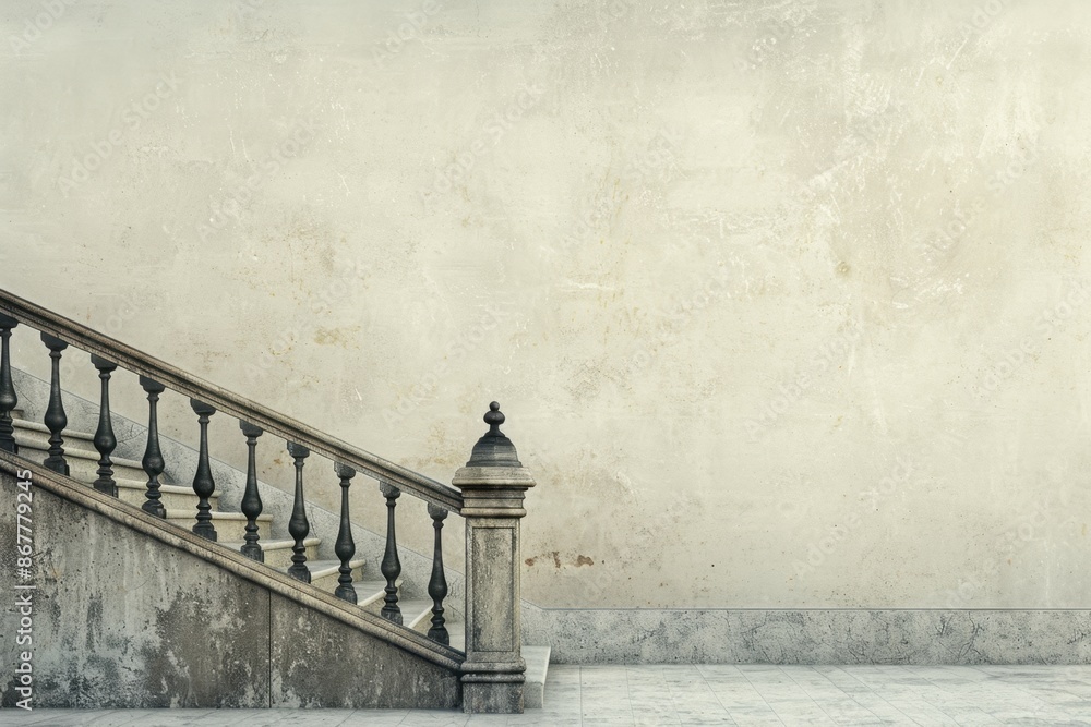 Aufkleber cast iron railing with a minimalist touch, featuring clean lines and a solid presence against a simp