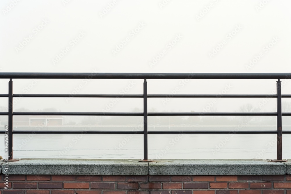 Aufkleber cast iron railing with a minimalist touch, featuring clean lines and a solid presence against a simp