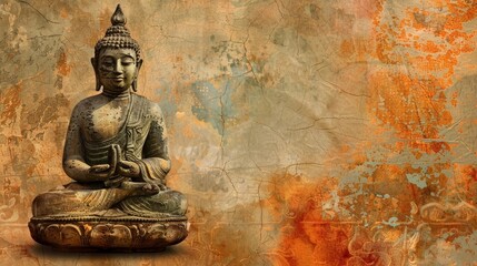 Obraz premium A statue of a Buddha sitting on a lotus flower
