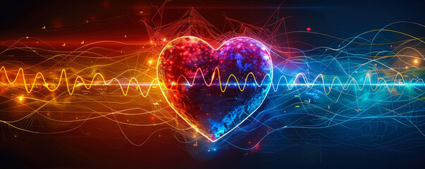 dynamic graphic depicting heart health. bright illustration of a cardiogram in a schematic style. Promoting heart health awareness.
