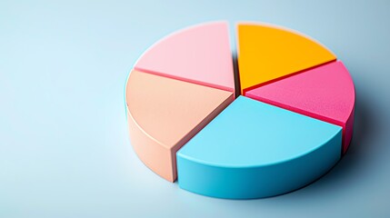 Fototapeta premium Closeup of a pie chart showing market share distribution in the financial highlights report, market share, competitive analysis