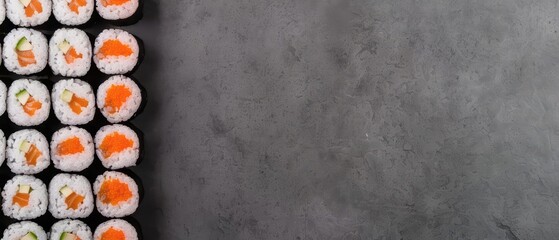 Craft beautiful sushi rolls with the help of a cyber sushi mat, venturing into the world of Japanese culinary mastery with copy space for information