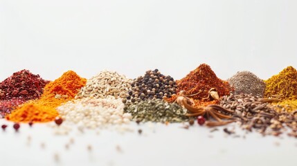 Various cooking spices from a lower perspective