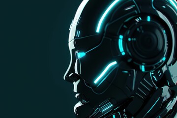 Fototapeta premium Gain a Competitive Advantage in the digital realm through cybernetic advancements with copy space