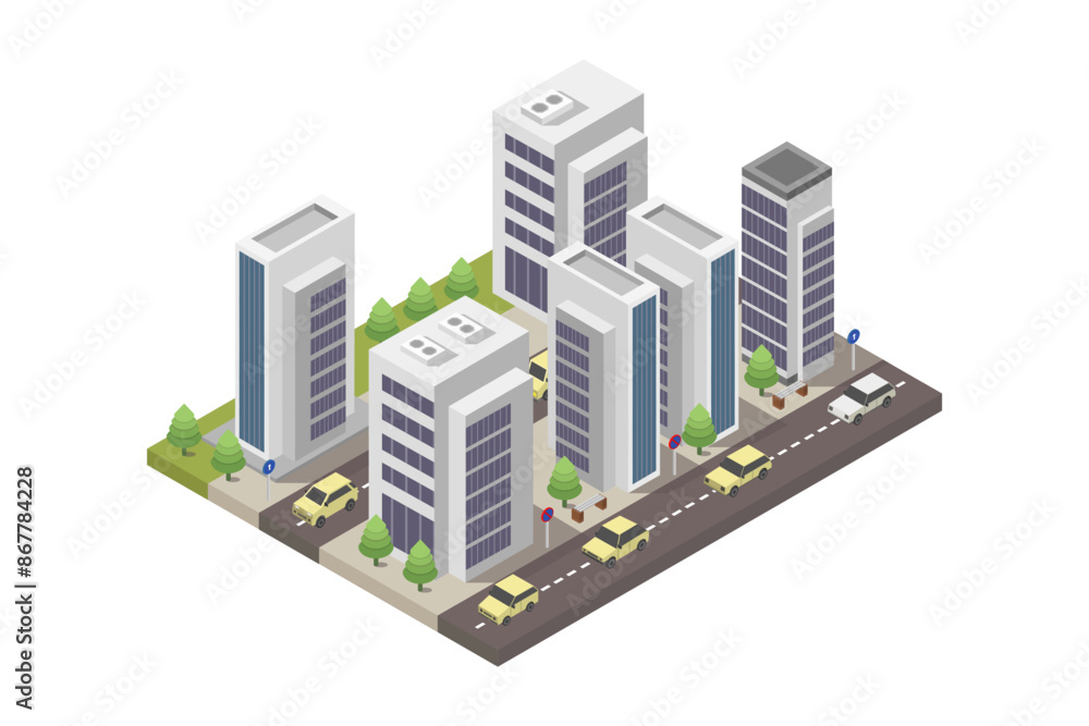 Poster city isometric