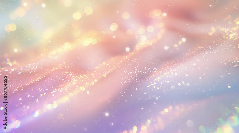 Poster a whimsical gradient with a blend of pastel shades, each layer infused with a delicate holographic s