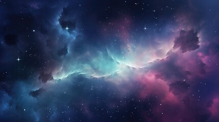 Obraz premium Colorful Nebula With Teal, Purple, and Red Hues in Deep Space Background Wallpaper