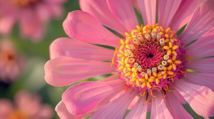 Zinnia flower in pastel pink up close
