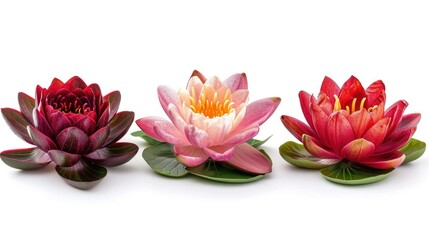 Fototapeta premium Three Water Lilies In A Row