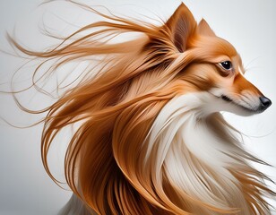Dog hair fur against a white background 