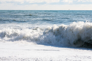 Stormy lwaves on the beach of Sochi, Russia, Black Sea