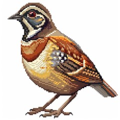 Fototapeta premium Quail 8-bit cartoon isolated whitebackground 