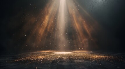 Golden Light Spotlight on Dark Stage