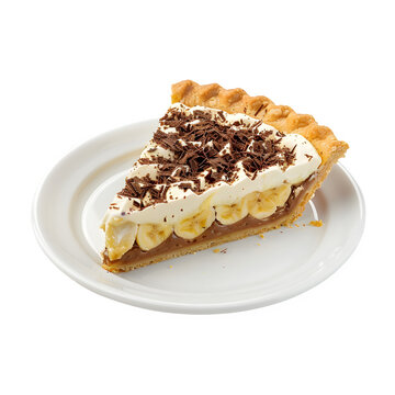 Traditional british banoffee pie slice on transparent background