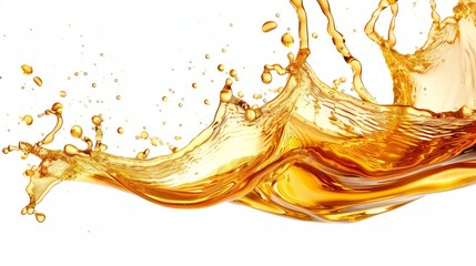 Cooking oil splash with oil drop falling isolated on white background.