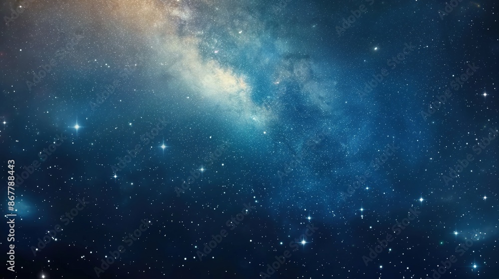 Aufkleber an expansive virtual background depicting a universe scene with a gradient of midnight blue to light