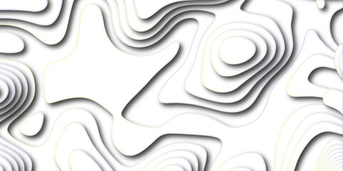 Fototapeta premium Abstract background vector pattern in illustration. 3D Papercut Stylized White topographic contour scheme and terrain. Topography grid map. paper cut topography soft background banner texture.