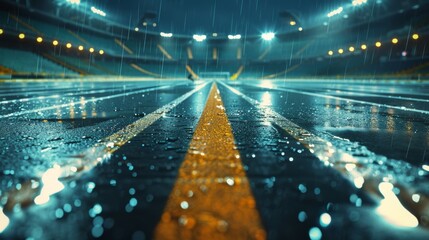 Rainy Night Stadium Track - Generative AI