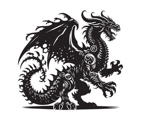 dragon vector art graphic resources silhourtte vector style, white background