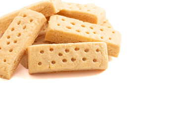 Classic Sweet Rectangular Butter Shortbread Isolated on a White Background