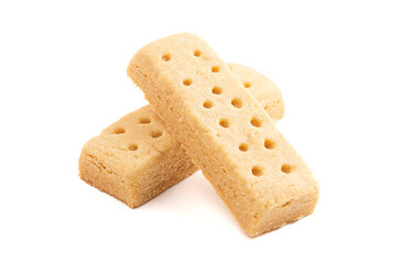 Classic Sweet Rectangular Butter Shortbread Isolated on a White Background