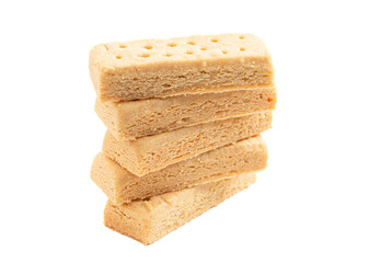 Classic Sweet Rectangular Butter Shortbread Isolated on a White Background
